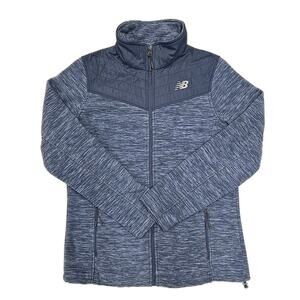 New Balance Womens Fleece Quilted Jacket Sz M Blue/Gray Full Zip Activewear